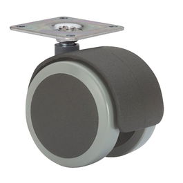 Ruedas Alex Rueda Giratoria con Placa Eje Liso Poliuretano Negro/Gris Carga 50 kg Ø5 cm 42x42 mm