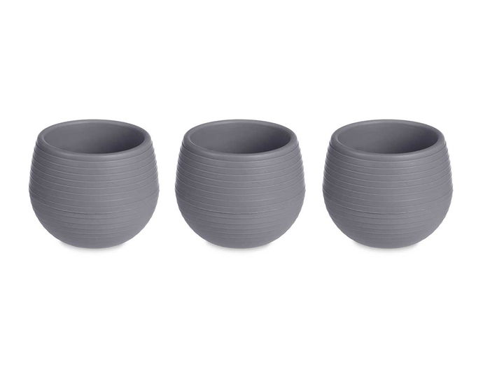 Ibergarden Set 3 Macetas Reserva Agua 13 cm Antracita Plástico PP (Set de 4)