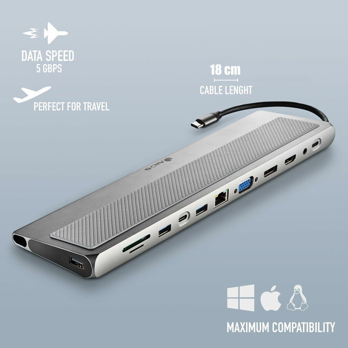 NGS WonderDock 12 Pro Docking Station USB Tipo-C 12 en 1 Plata NGS WonderDock 12 Pro Docking Station USB Tipo-C 12 en 1 Plata