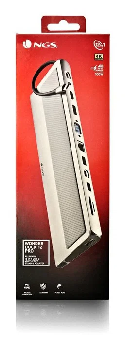 NGS WonderDock 12 Pro Hub USB Tipo-C 12 en 1 con 2xHDMI 4K, VGA, RJ45, 3xUSB 3.0, Lector Tarjetas SD/TF, USB-C PD 100W Gris NGS WonderDock 12 Pro Hub USB Tipo-C 12 en 1 con 2xHDMI 4K, VGA, RJ45, 3xUSB 3.0, Lector Tarjetas SD/TF, USB-C PD 100W Gris