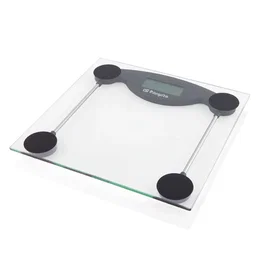 Orbegozo PB-2211 Báscula de Baño Electrónica 150 kg con Vidrio Templado, Pantalla LCD, Apagado Automático y Base Antideslizante - Negro/Transparente