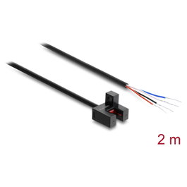DeLOCK Barrera de luz 5 mm Tipo F con 4 x extremos de cable abiertos PNP L/D conmutable 2 m