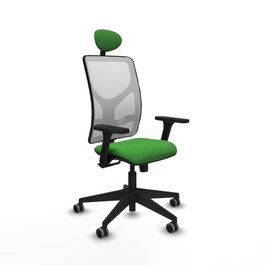 PIQUERAS Y CRESPO Silla de oficina Motilla con mecanismo Sincro, Tela Verde y Malla Blanca