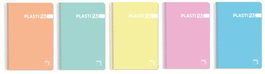 PACSA Pack de 5 blocs de folio, 80 hojas, 90g, cuadrícula 4x4, tapas de polipropileno pastel