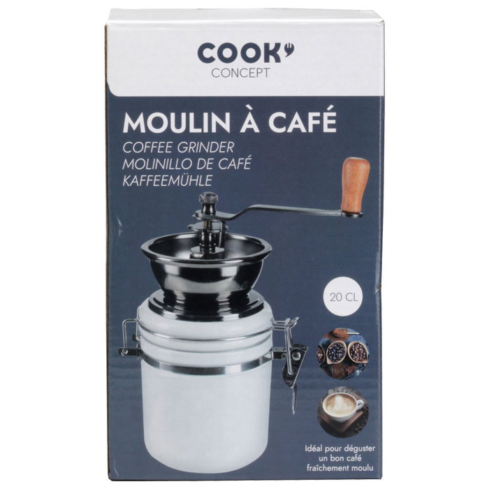 Cook Concept Molinillo de Café Barista, Estilo Retro, Capacidad 220 ml, Medidas 15,5x8,5x20 cm