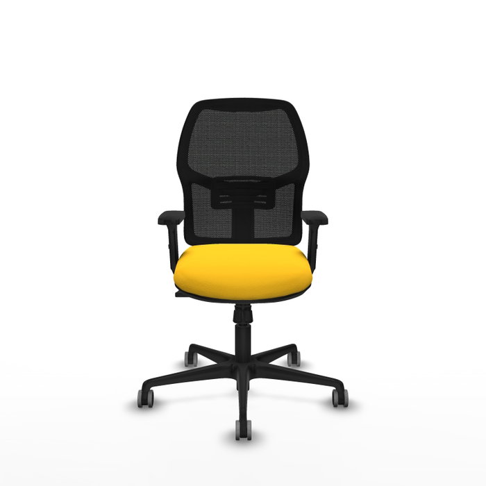 PIQUERAS Y CRESPO Alfera Silla de oficina con mecanismo sincro, malla negra y asiento amarillo PIQUERAS Y CRESPO Alfera Silla de oficina con mecanismo sincro, malla negra y asiento amarillo