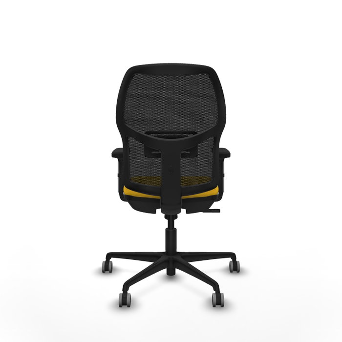 PIQUERAS Y CRESPO Alfera Silla de oficina con mecanismo sincro, malla negra y asiento amarillo PIQUERAS Y CRESPO Alfera Silla de oficina con mecanismo sincro, malla negra y asiento amarillo