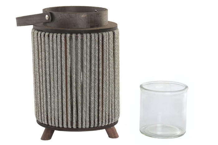 DKD Home Decor Portavelas de Algodón y Cristal 17x17x40 cm Surtido