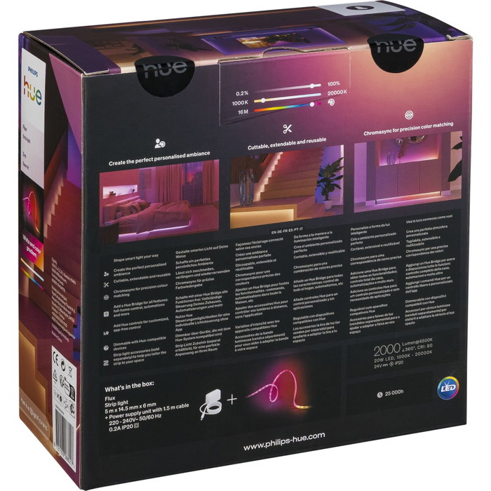 Philips Hue Flux Lightstrip 5m Blanco Philips Hue Flux Lightstrip 5m Blanco