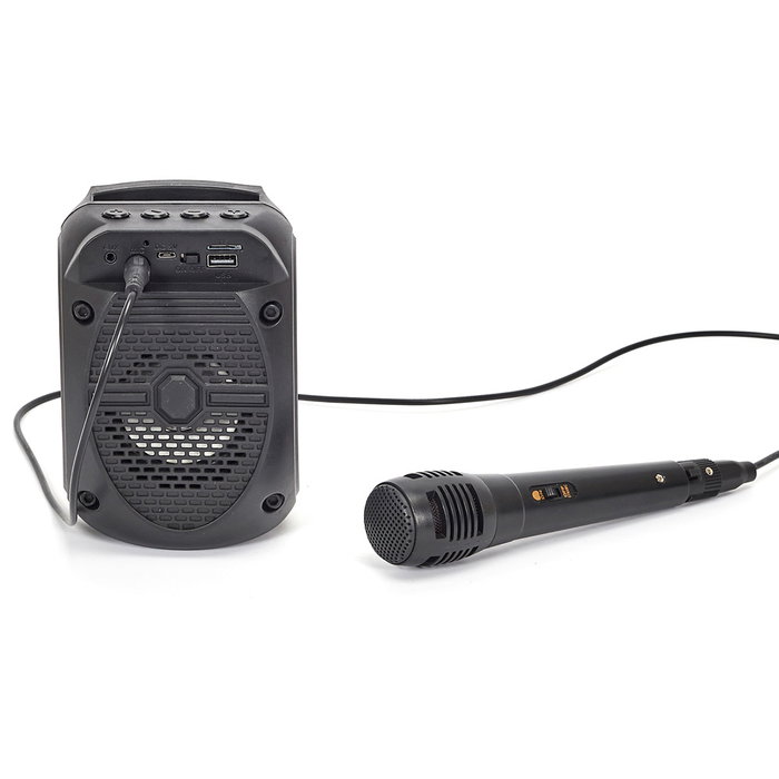 Be Mix Altavoz con Micrófono Karaoke 5W, Inalámbrico Bluetooth, Luminoso con Cambio de Color, Lector Micro SD y USB