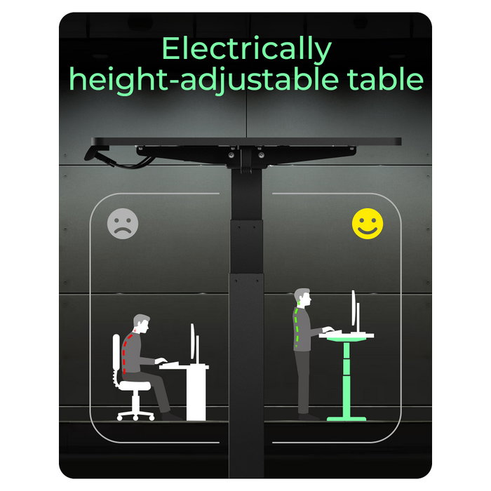 ICY BOX IB-EW122B-TT Mesa Escritorio Eléctrica Regulable en Altura 140x70 cm, Negro, 100 kg de Carga, Ajuste 630-1280 mm ICY BOX IB-EW122B-TT Mesa Escritorio Eléctrica Regulable en Altura 140x70 cm, Negro, 100 kg de Carga, Ajuste 630-1280 mm