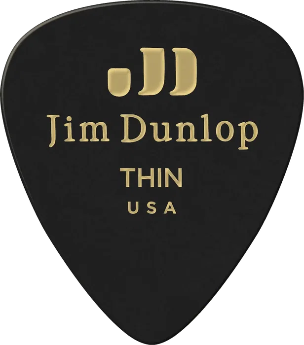 Dunlop Pack 12 Púas Genuine Celluloid Classic Negro - Thin Dunlop Pack 12 Púas Genuine Celluloid Classic Negro - Thin