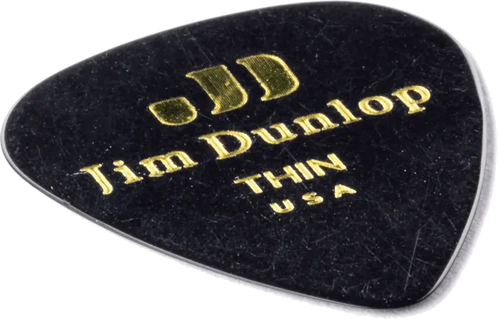 Dunlop Pack 12 Púas Genuine Celluloid Classic Negro - Thin Dunlop Pack 12 Púas Genuine Celluloid Classic Negro - Thin