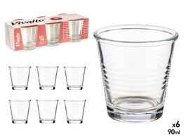 Vivalto Set 6 Vasos Cafe 90ml Vidrio Transparente 24.5x7x13cm (Set de 24)