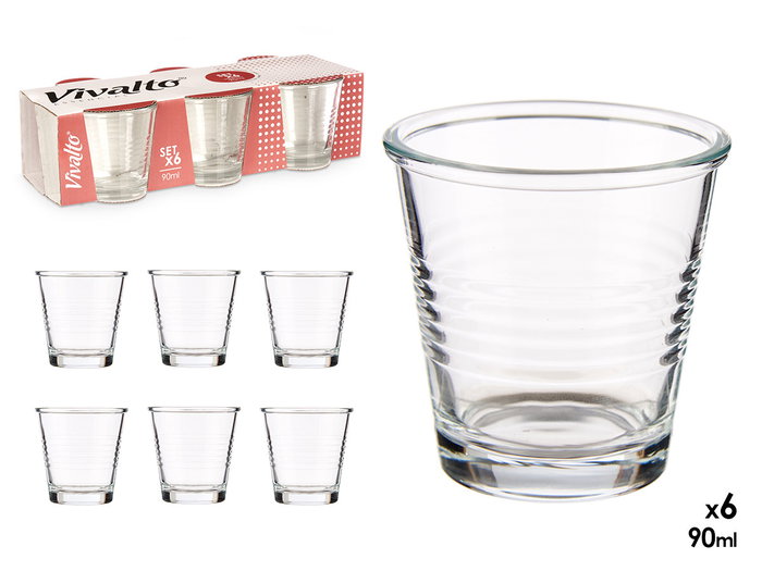 Vivalto Set 6 Vasos Cafe 90ml Vidrio Transparente 24.5x7x13cm (Set de 24) Vivalto Set 6 Vasos Cafe 90ml Vidrio Transparente 24.5x7x13cm (Set de 24)