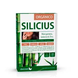 DIETMED Silicius Organico 30 Cap. Silicio Orgánico con Manganeso, Biotina y Zinc para Piel, Cabello y Uñas