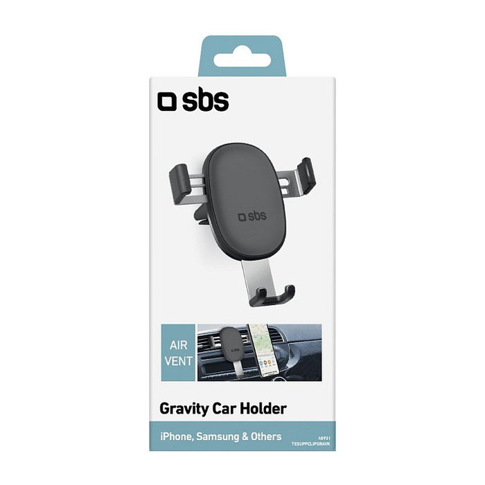 SBS Soporte Gravity para Smartphone con Clip para Rejilla de Ventilación, Negro
