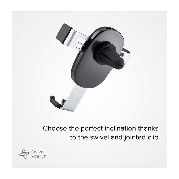 SBS Soporte Gravity para Smartphone con Clip para Rejilla de Ventilación, Negro