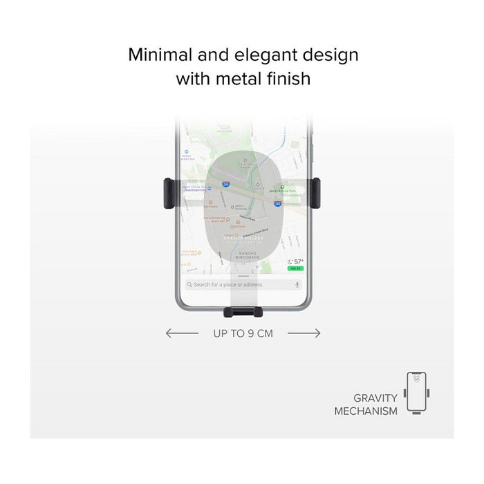 SBS Soporte Gravity para Smartphone con Clip para Rejilla de Ventilación, Negro