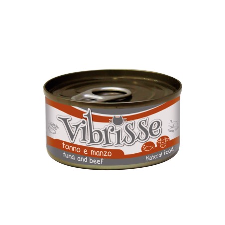 Croci - Set de 24 sobres de alimento húmedo para gatos Vibrisse, sabor atún y ternera, 70 g cada uno