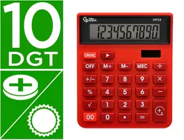 Liderpapel xf22 Calculadora Sobremesa 10 Dígitos Solar y Pilas Color Rojo 127x105x24 mm