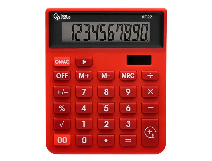 Liderpapel xf22 Calculadora Sobremesa 10 Dígitos Solar y Pilas Color Rojo 127x105x24 mm