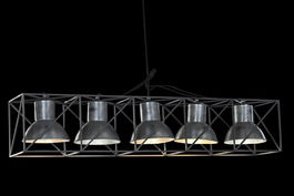 DKD Home Decor Lámpara Techo Metal Gris Negro 24 x 24 x 115 cm