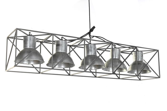 DKD Home Decor Lámpara Techo Metal Gris Negro 24 x 24 x 115 cm