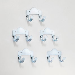 Mottez Gancho doble de metal, 7,4 x 6 x 4,8 cm, pack de 5 unidades