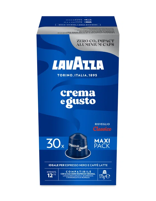 Lavazza Crema e Gusto Cápsulas de Café - Tueste Medio, Intensidad 12/13, Compatible Nespresso, 30 Unidades