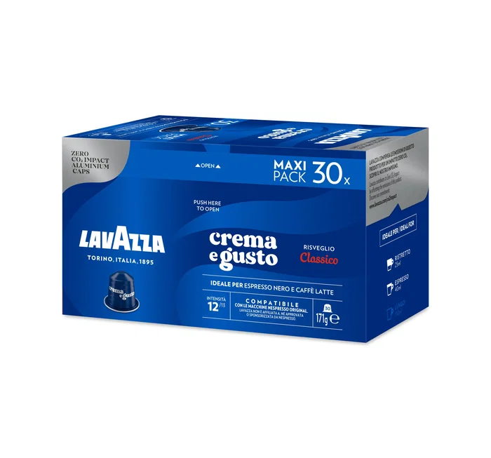 Lavazza Crema e Gusto Cápsulas de Café - Tueste Medio, Intensidad 12/13, Compatible Nespresso, 30 Unidades