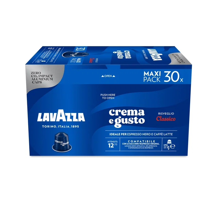 Lavazza Crema e Gusto Cápsulas de Café - Tueste Medio, Intensidad 12/13, Compatible Nespresso, 30 Unidades