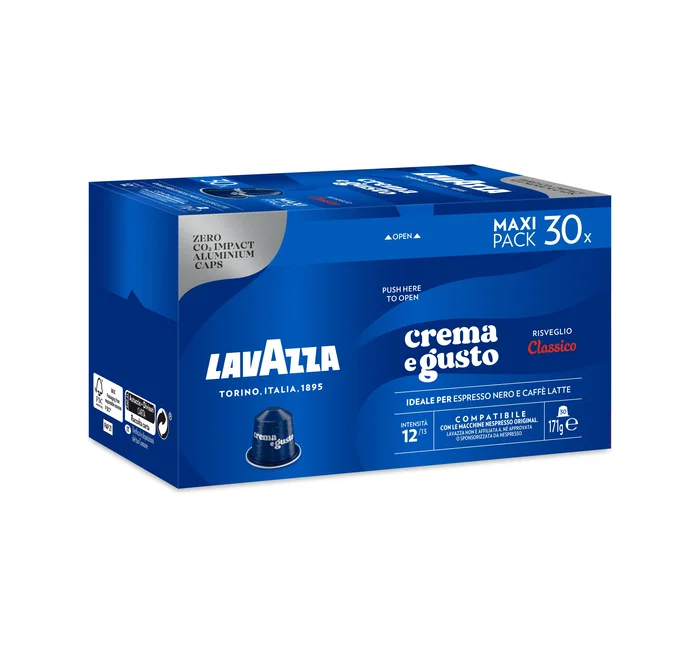 Lavazza Crema e Gusto Cápsulas de Café - Tueste Medio, Intensidad 12/13, Compatible Nespresso, 30 Unidades