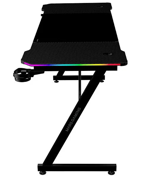 Mars Gaming Escritorio Gaming MGD-X160RGB Negro 160x60 cm con Iluminación RGB, Alfombrilla XXL, Soportes para Auriculares y Bebidas y Gestión de Cables