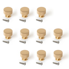 Emuca Lote de 10 pomos para mueble Argos, diámetro 30mm, Aluminio, Oro
