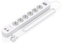 Aisens Regleta de 6 Tomas con 2 USB-C y 2 USB-A, Cargador 20W, Blanco