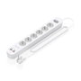 Aisens Regleta de 6 Tomas Schuko con 2 USB-C y 2 USB-A, Blanco