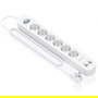 Aisens ASPS-2A2C16-W Regleta de Enchufes Multifunción con 6 Tomas Schuko, Cargador PD3.0 20W (2 USB-C + 2 USB-A), Interruptor LED, Cable 1.4m, Protección Infantil, Blanco