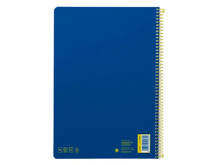 Liderpapel Cuaderno espiral Smart A4 tapa blanda 80 hojas 75gr cuadro 4mm con margen color azul oscuro