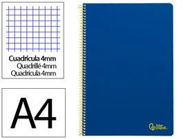 Liderpapel Cuaderno espiral Smart A4 tapa blanda 80 hojas 75gr cuadro 4mm con margen color azul oscuro