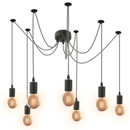 Home Deco Light Lámpara Araña Luminaire 7 Bombillas E27 Casquillo d.10 cm Cable Tejido Moderno