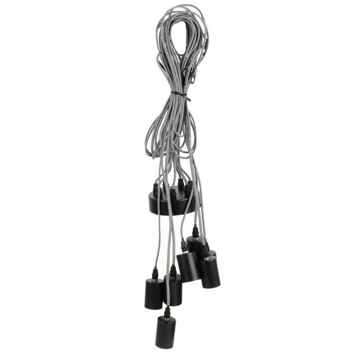 Home Deco Light Lámpara Araña Luminaire 7 Bombillas E27 Casquillo d.10 cm Cable Tejido Moderno