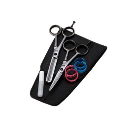 Glamtech Set Tijeras y Entresacador para Zurdos 5.0" / 5.5" con Funda