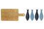 DKD Home Decor Set de Aperitivos Loving Home Peces de Porcelana y Bambú 36x18x1,3 cm