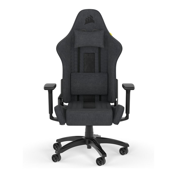 Corsair TC100 RELAXED Silla Gaming Ergonómica con Asiento y Respaldo Acolchados en Tela, Color Gris y Negro, Reposabrazos 2D Ajustables, Soporta 120 kg