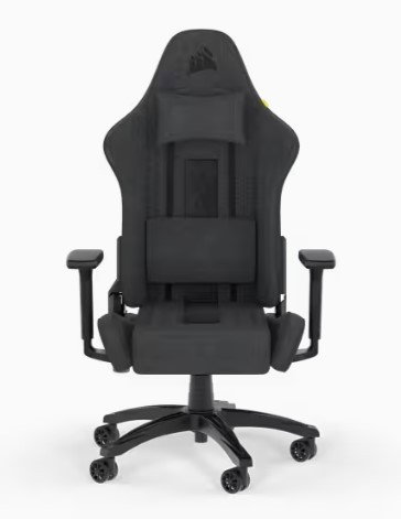 Corsair TC100 RELAXED Silla Gaming Ergonómica con Asiento y Respaldo Acolchados en Tela, Color Gris y Negro, Reposabrazos 2D Ajustables, Soporta 120 kg