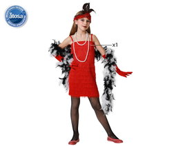 Disfraz Charleston Rojo para Niña 3-4 Años - Vestido Años 20 Fiesta Carnaval