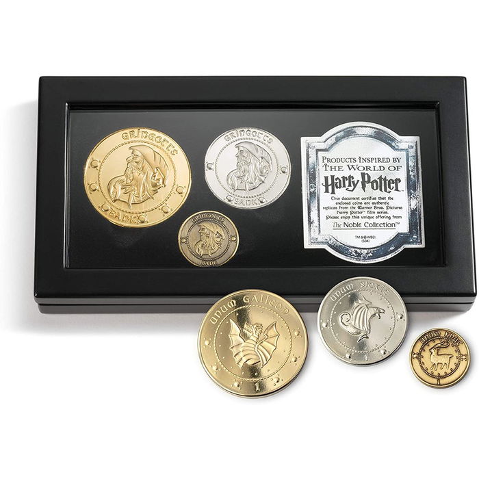 The Noble Collection Réplica Monedas Gringotts Harry Potter Chapadas en Oro, Plata y Cobre con Certificado