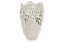 DKD Home Decor Jarrón de Cerámica Blanco con Detalle de Hoja