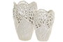 DKD Home Decor Jarrón de Cerámica Blanco con Detalle de Hoja